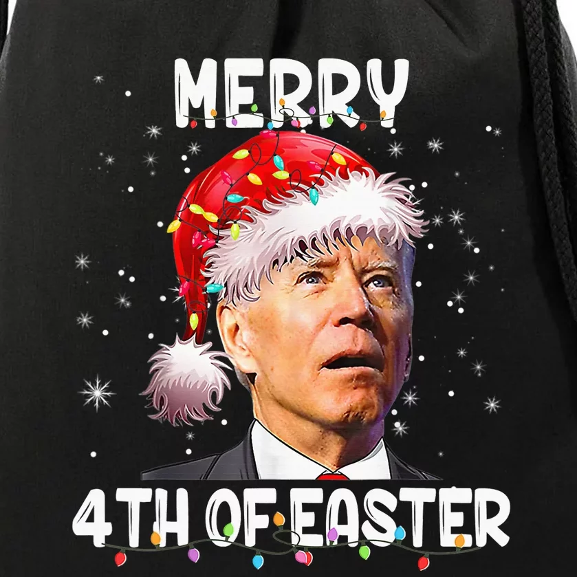 Merry 4th Of Easter Funny Santa Joe Biden Christmas Confused Drawstring Bag