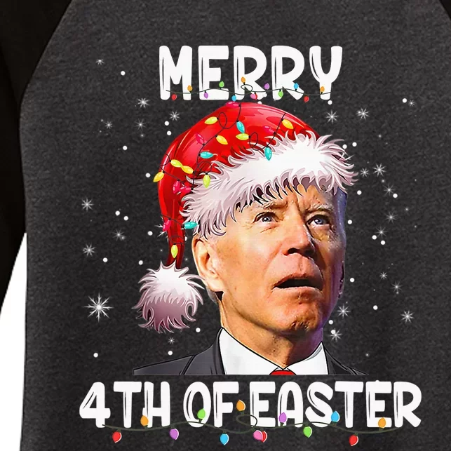 Merry 4th Of Easter Funny Santa Joe Biden Christmas Confused Women's Tri-Blend 3/4-Sleeve Raglan Shirt