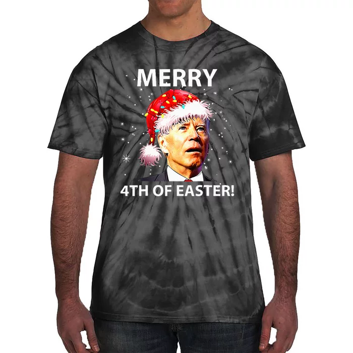 Merry 4th Of Easter Funny Joe Biden Christmas Ugly Sweater Tie-Dye T-Shirt