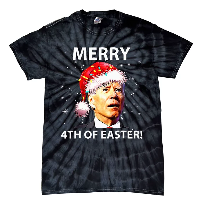 Merry 4th Of Easter Funny Joe Biden Christmas Ugly Sweater Tie-Dye T-Shirt