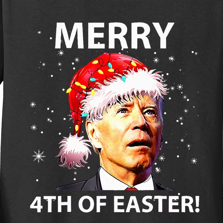 Merry 4th Of Easter Funny Joe Biden Christmas Ugly Sweater Kids Long Sleeve Shirt