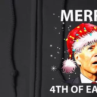 Merry 4th Of Easter Funny Joe Biden Christmas Ugly Sweater Full Zip Hoodie