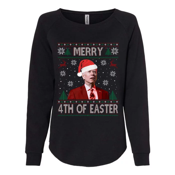 Merry 4th Of Easter Funny Joe Biden Christmas Ugly Sweater Sweatshirt Womens California Wash Sweatshirt