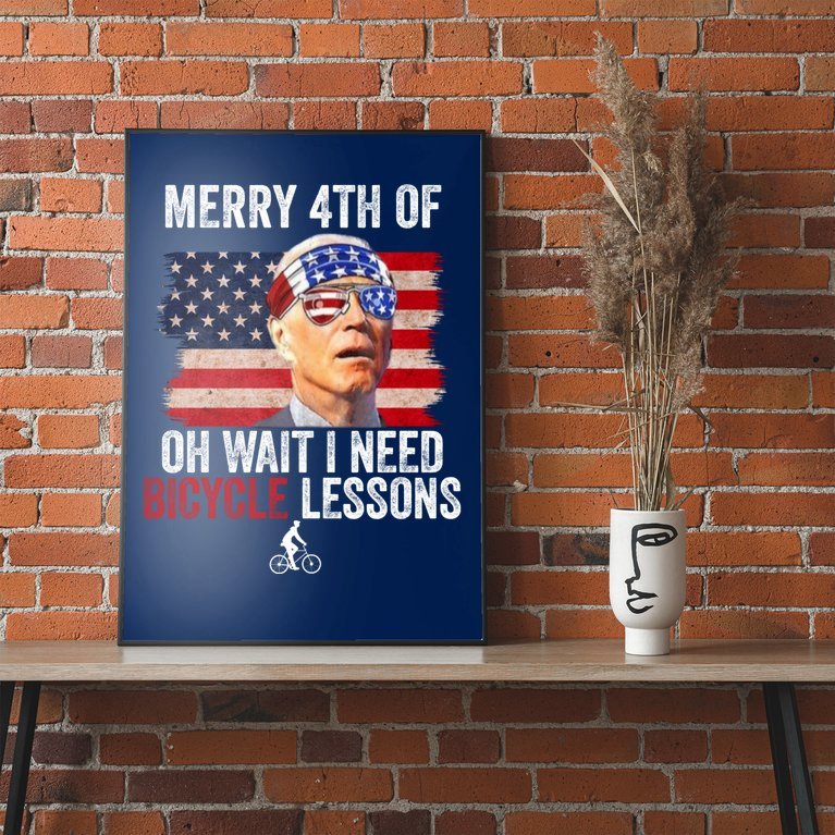 Merry 4th Of July Biden Bike Bicycle Falls Off Funny Poster