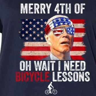 Merry 4th Of July Biden Bike Bicycle Falls Off Funny Women's V-Neck Plus Size T-Shirt