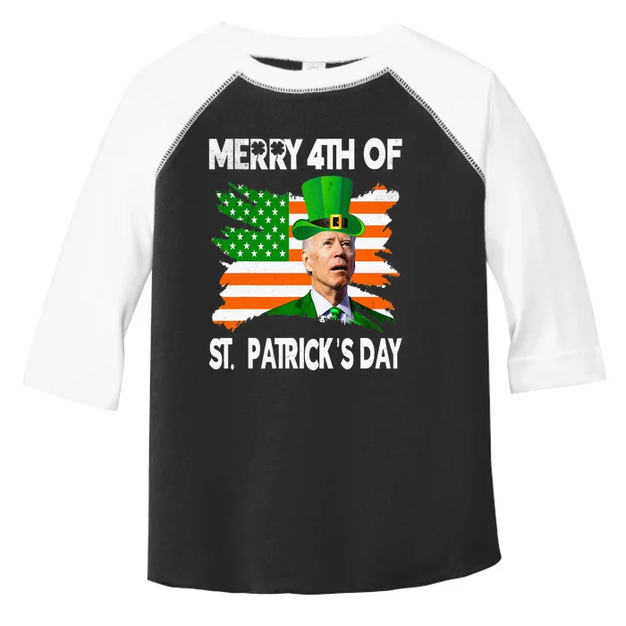 Merry 4th Of St Patrick's Day Funny Joe Biden Leprechaun Hat Toddler Fine Jersey T-Shirt