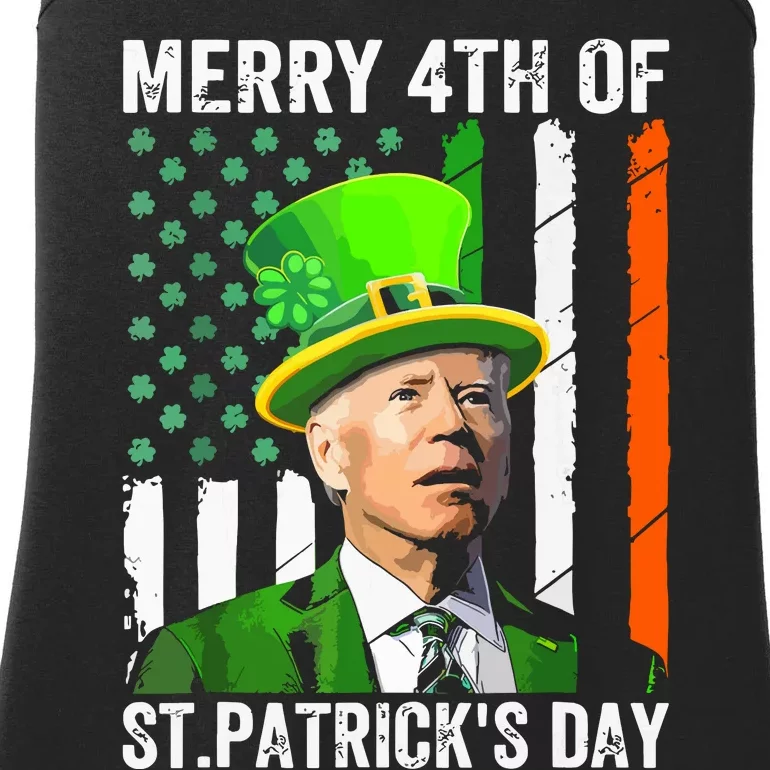 Merry 4th Of St Patricks Day Joe Biden Leprechaun Hat Funny Ladies Essential Tank