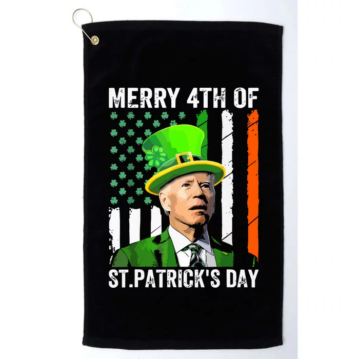 Merry 4th Of St Patricks Day Joe Biden Leprechaun Hat Funny Platinum Collection Golf Towel