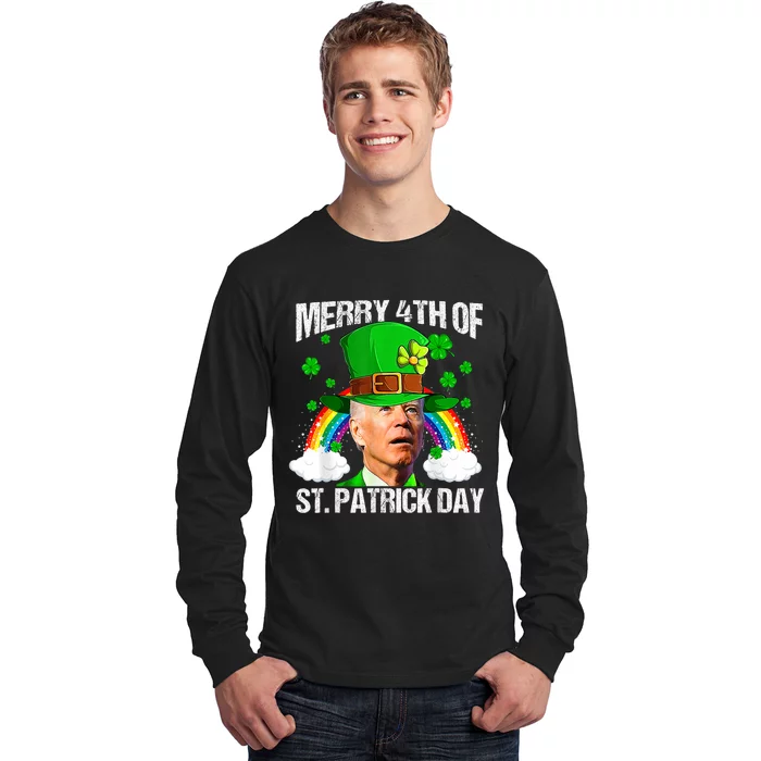 Merry 4th Of July Confused Funny Joe Biden St Patricks Day Long Sleeve Shirt