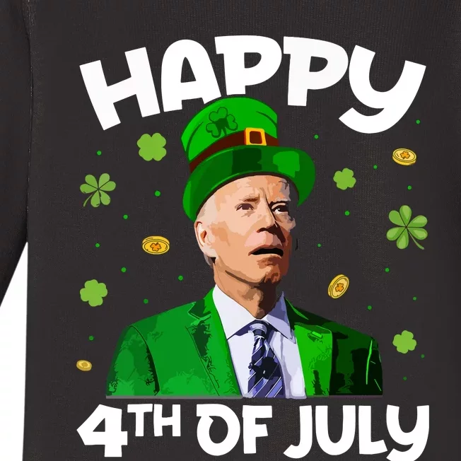 Merry 4th Of St Patricks Day Joe Biden Leprechaun Hat Baby Long Sleeve Bodysuit