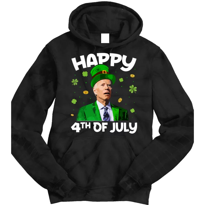 Merry 4th Of St Patricks Day Joe Biden Leprechaun Hat Tie Dye Hoodie