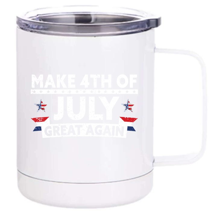 Make 4th Of July Great Again Usa Flag Funny 4th Of July Gift Front & Back 12oz Stainless Steel Tumbler Cup