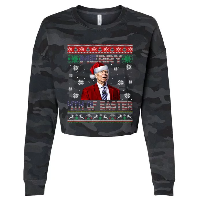 Merry 4th Of Easter Funny Joe Biden Christmas Ugly Sweater Cropped Pullover Crew