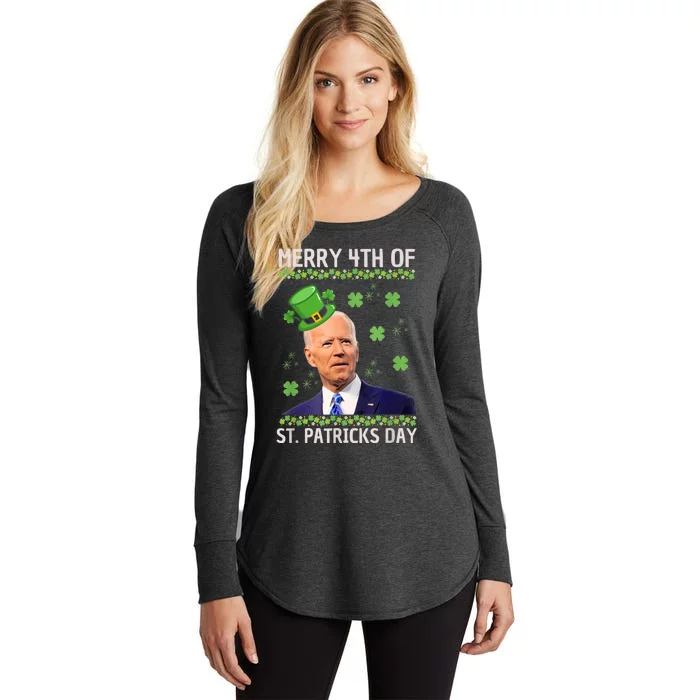 Merry 4th Of St Patricks Day Joe Biden Leprechaun Hat Women's Perfect Tri Tunic Long Sleeve Shirt