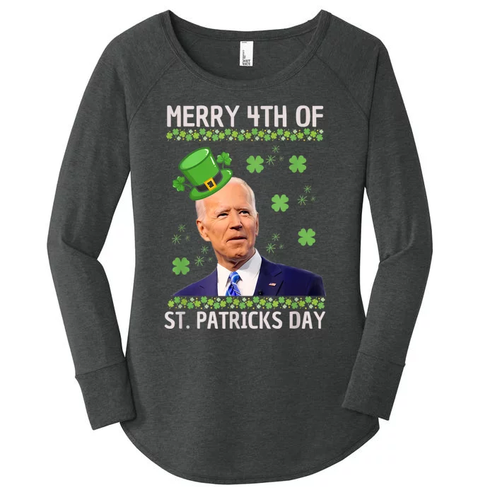 Merry 4th Of St Patricks Day Joe Biden Leprechaun Hat Women's Perfect Tri Tunic Long Sleeve Shirt