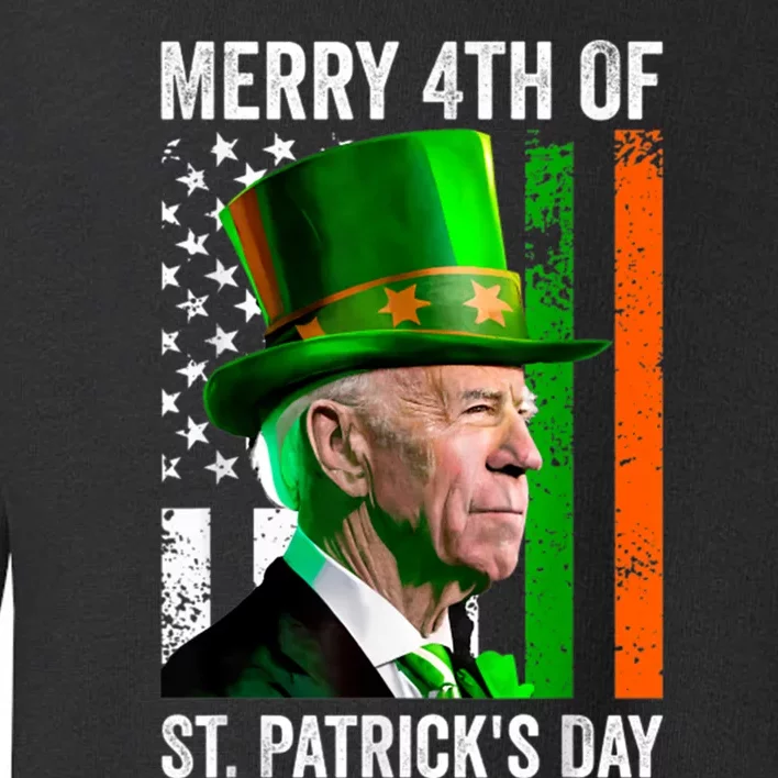 Merry 4th Of St Patricks Day Joe Biden Leprechaun Hat Toddler Sweatshirt