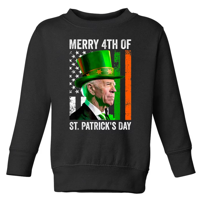 Merry 4th Of St Patricks Day Joe Biden Leprechaun Hat Toddler Sweatshirt