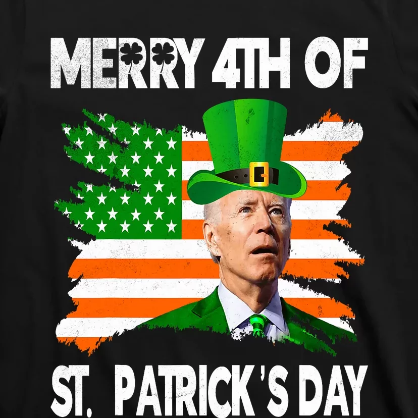 Merry 4th Of St PatrickS Day Funny Joe Biden Leprechaun Hat T-Shirt