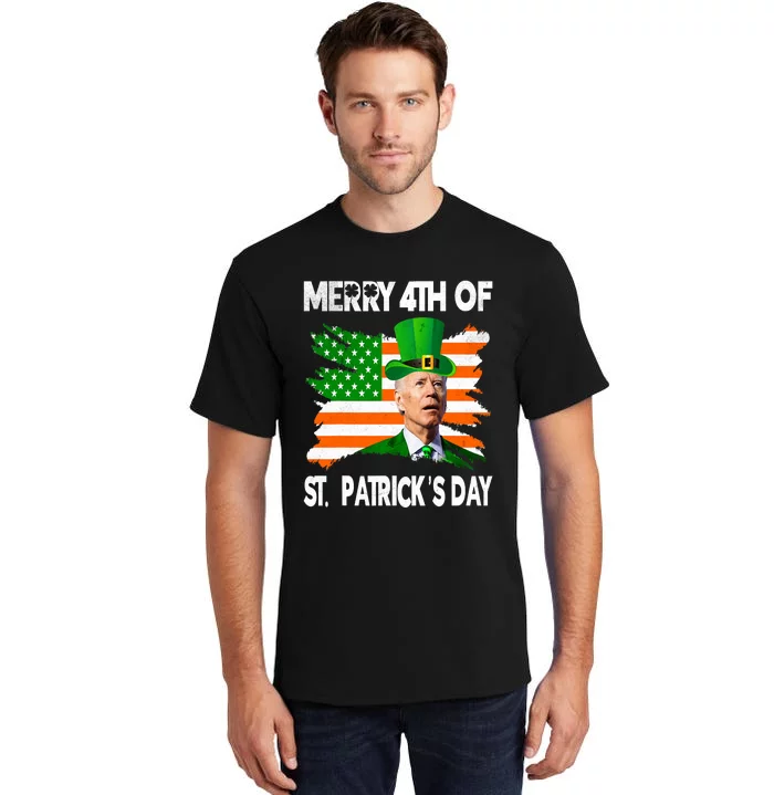 Merry 4th Of St PatrickS Day Funny Joe Biden Leprechaun Hat Tall T-Shirt