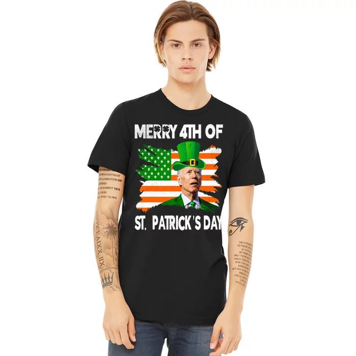 Merry 4th Of St PatrickS Day Funny Joe Biden Leprechaun Hat Premium T-Shirt