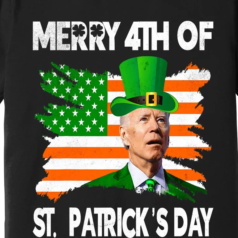 Merry 4th Of St PatrickS Day Funny Joe Biden Leprechaun Hat Premium T-Shirt