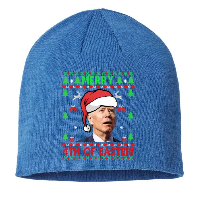 Merry 4th Of Easter Funny Joe Biden Christmas Ugly Gift 8 1/2in Sustainable Knit Beanie