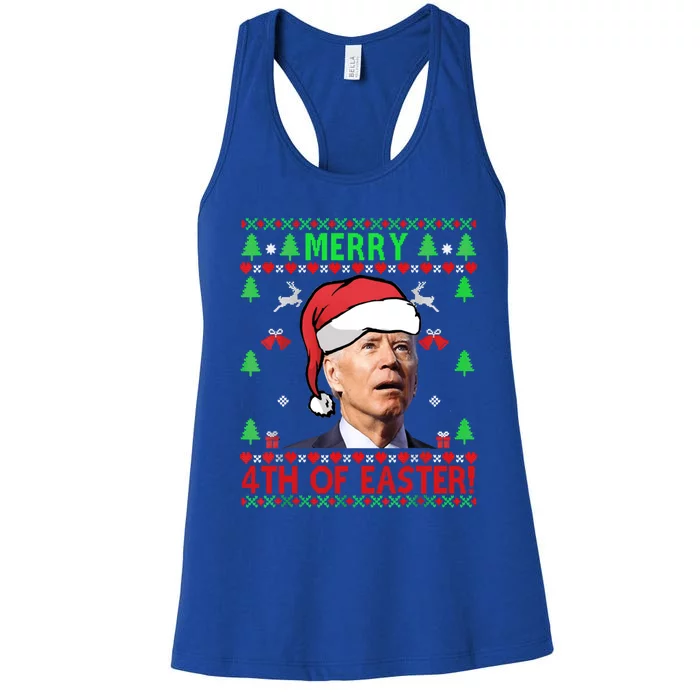 Merry 4th Of Easter Funny Joe Biden Christmas Ugly Gift Women's Racerback Tank