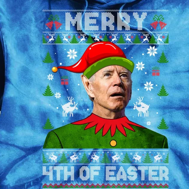 Merry 4th Of Easter Funny Joe Biden Christmas Ugly Gift Tie Dye Hoodie