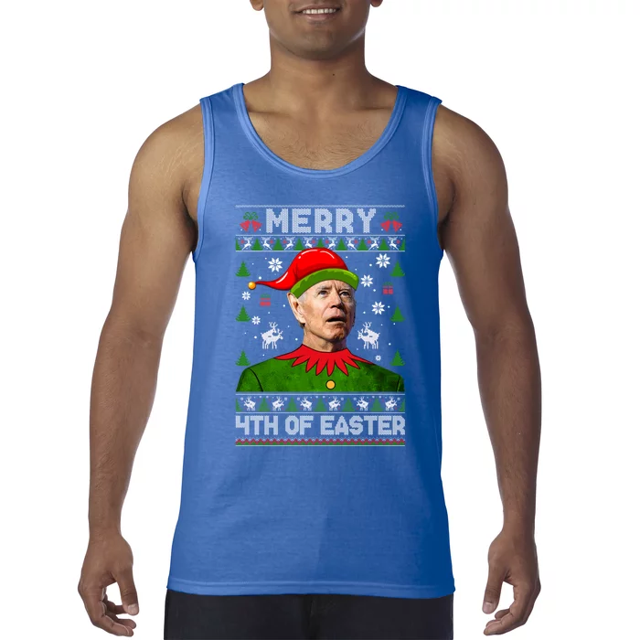 Merry 4th Of Easter Funny Joe Biden Christmas Ugly Gift Tank Top