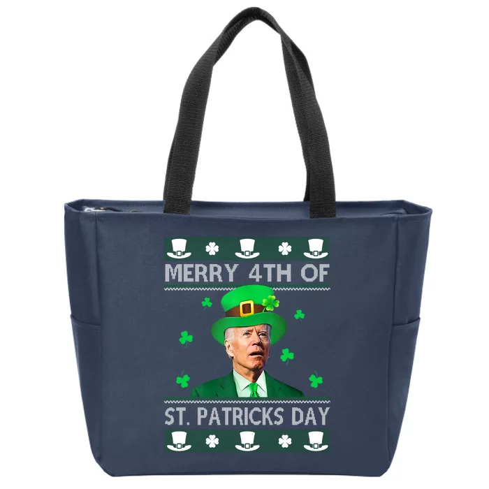 Merry 4th Of St Patrick's Day Funny Confused Joe Biden Zip Tote Bag