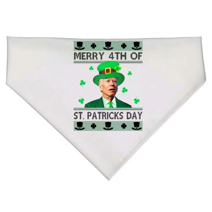 Merry 4th Of St Patrick's Day Funny Confused Joe Biden USA-Made Doggie Bandana