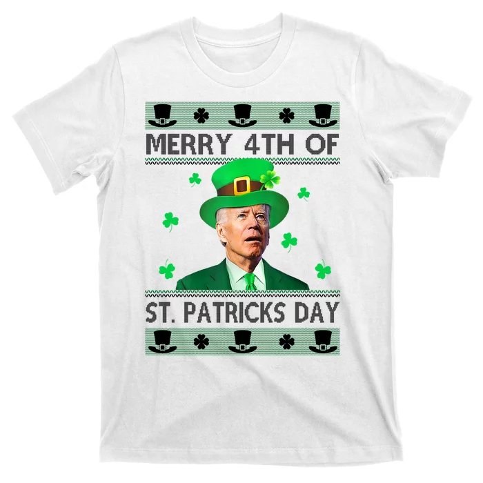 Merry 4th Of St Patrick's Day Funny Confused Joe Biden T-Shirt