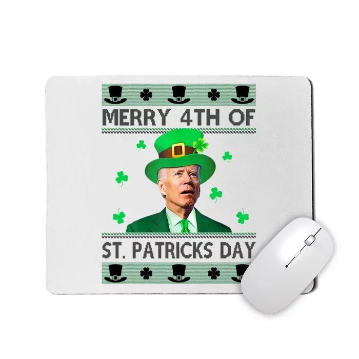 Merry 4th Of St Patrick's Day Funny Confused Joe Biden Mousepad