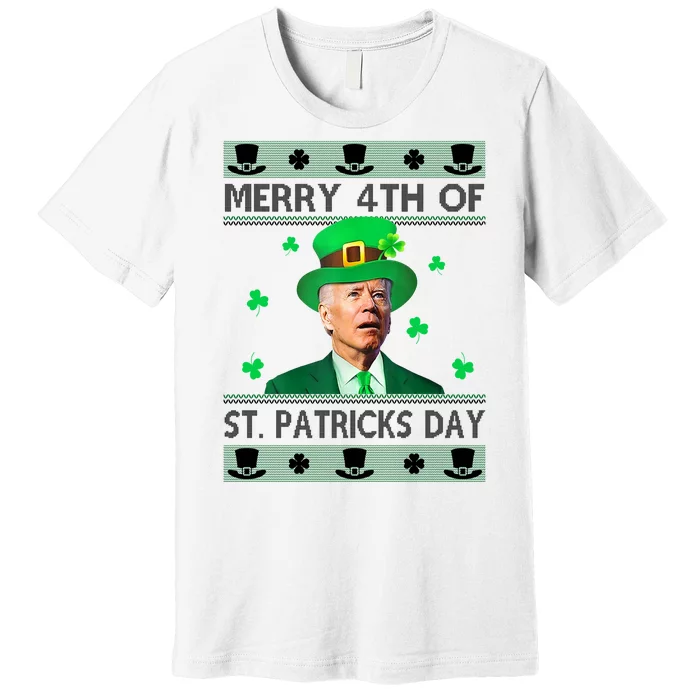 Merry 4th Of St Patrick's Day Funny Confused Joe Biden Premium T-Shirt