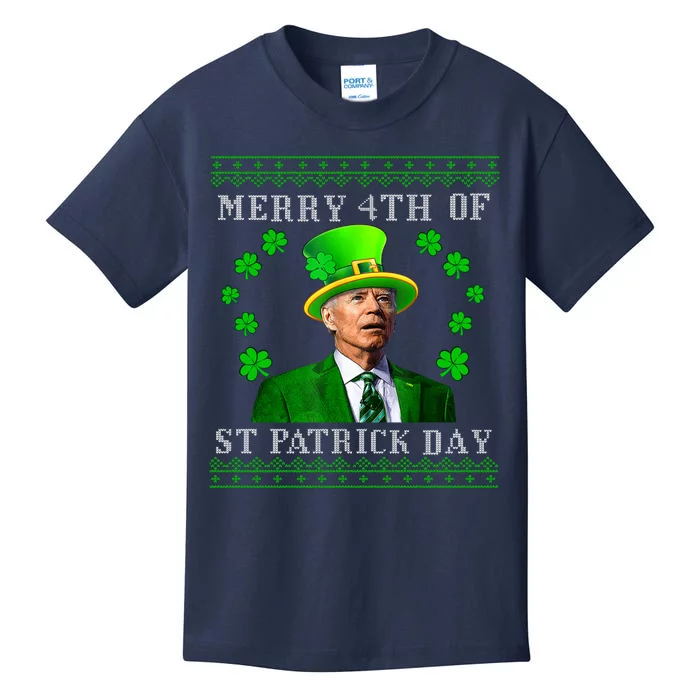 Merry 4th Of St Patrick's Day Funny Joe Biden Kids T-Shirt