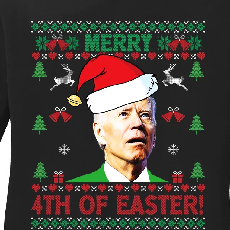 Merry 4th Of Easter Funny Joe Biden Christmas Ladies Long Sleeve Shirt