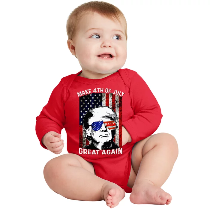 Make 4th Of July Great Again Trump Baby Long Sleeve Bodysuit