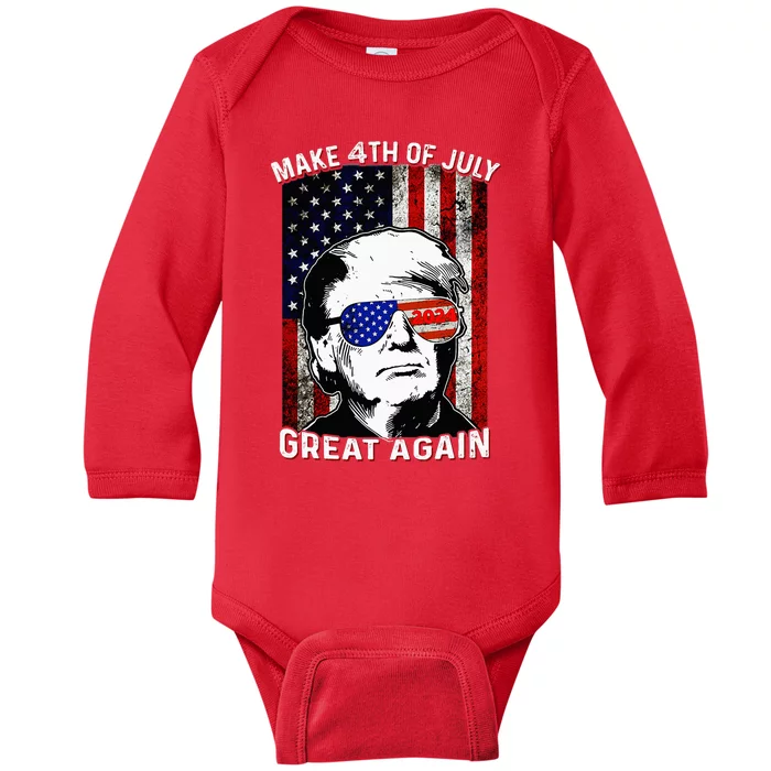 Make 4th Of July Great Again Trump Baby Long Sleeve Bodysuit