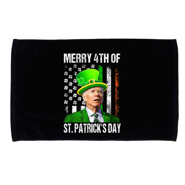 Merry 4th Of St PatrickS Day Funny Joe Biden Leprechaun Hat Microfiber Hand Towel