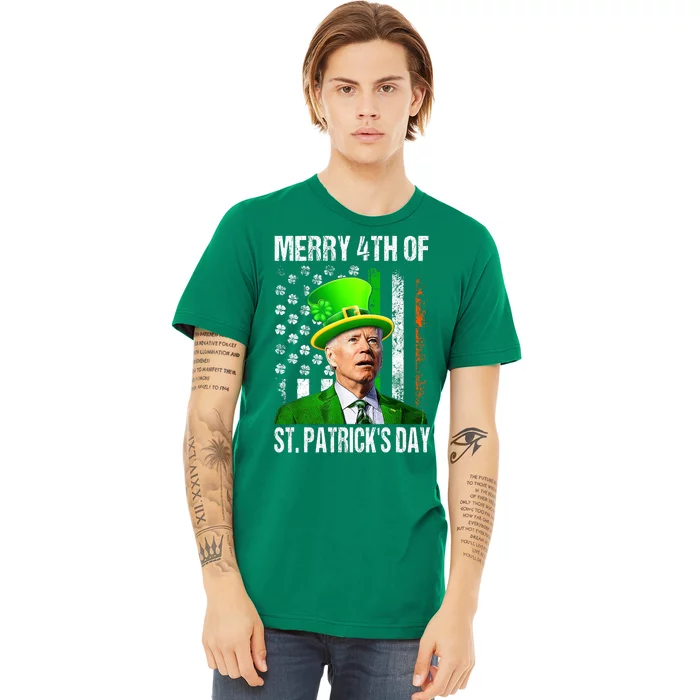 Merry 4th Of St PatrickS Day Funny Joe Biden Leprechaun Hat Premium T-Shirt