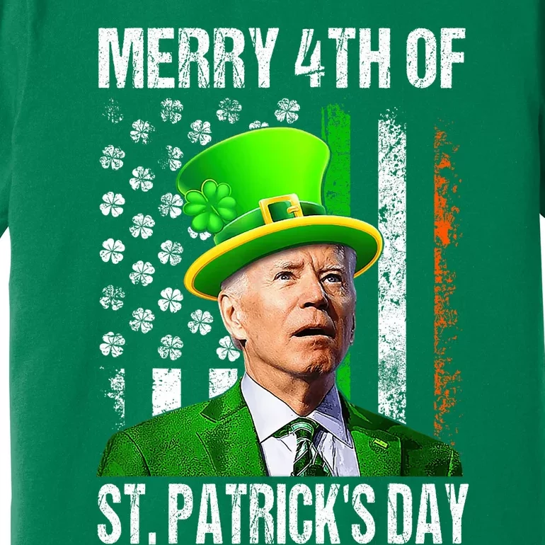 Merry 4th Of St PatrickS Day Funny Joe Biden Leprechaun Hat Premium T-Shirt