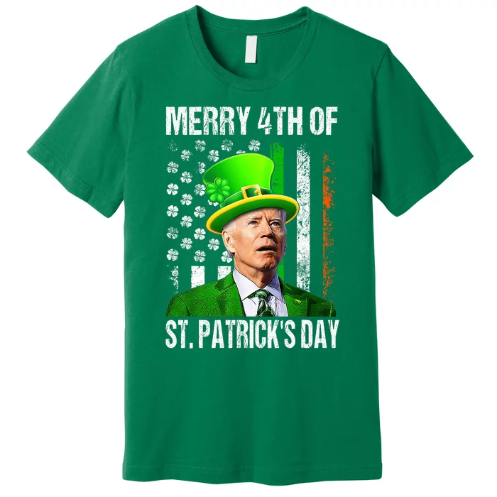 Merry 4th Of St PatrickS Day Funny Joe Biden Leprechaun Hat Premium T-Shirt