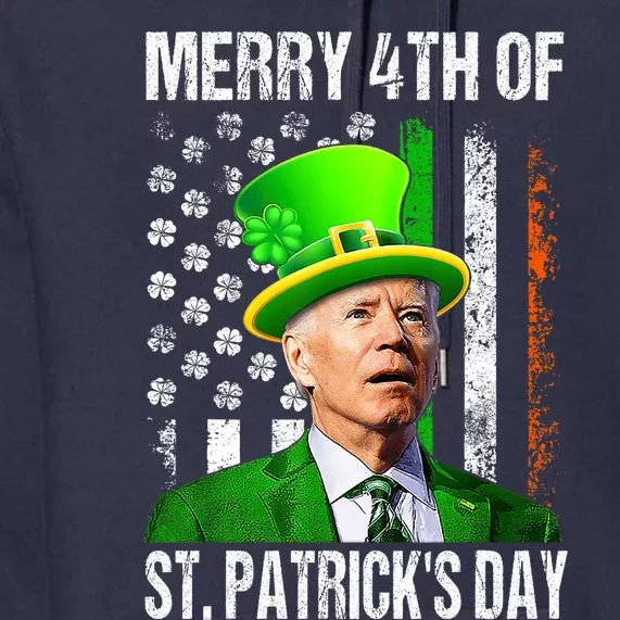 Merry 4th Of St PatrickS Day Funny Joe Biden Leprechaun Hat Premium Hoodie