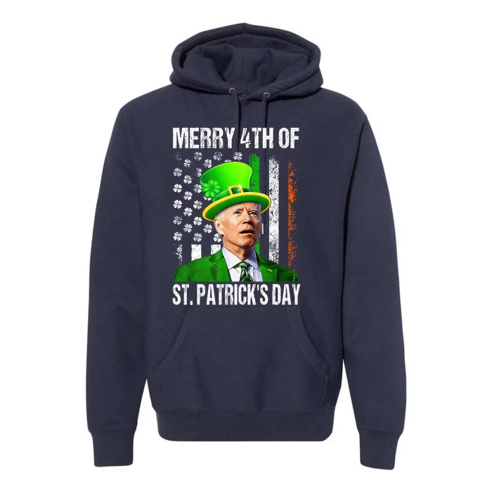 Merry 4th Of St PatrickS Day Funny Joe Biden Leprechaun Hat Premium Hoodie