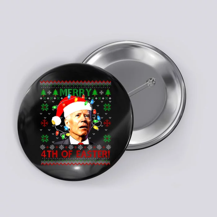 Merry 4th Of Easter Santa Joe Biden Ugly Christmas Sweater Button