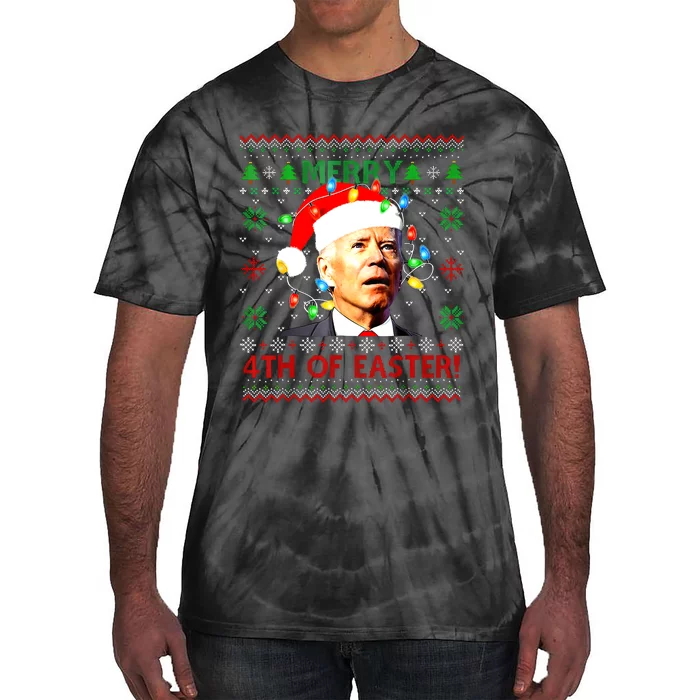 Merry 4th Of Easter Santa Joe Biden Ugly Christmas Sweater Tie-Dye T-Shirt