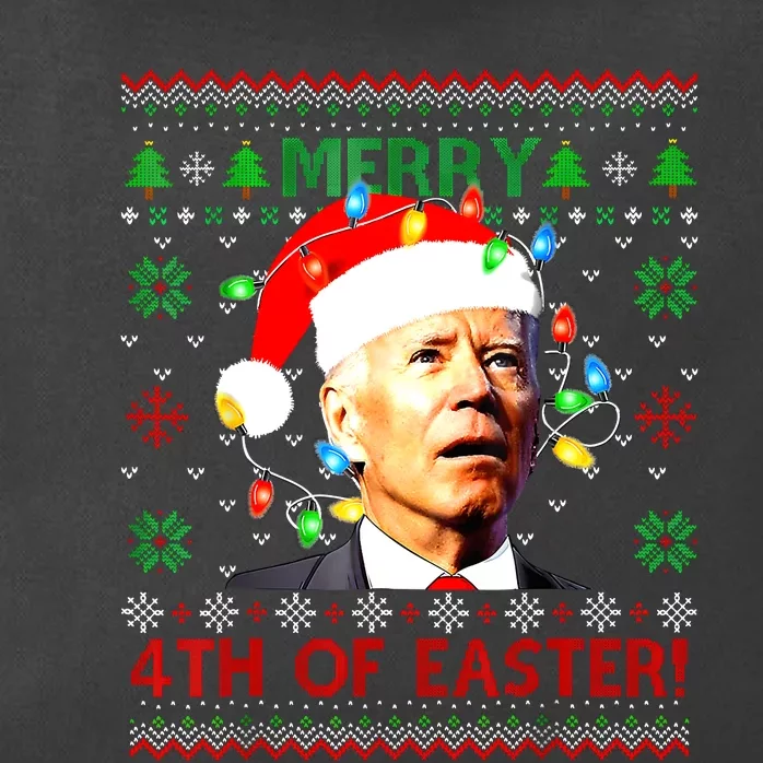 Merry 4th Of Easter Santa Joe Biden Ugly Christmas Sweater Zip Tote Bag