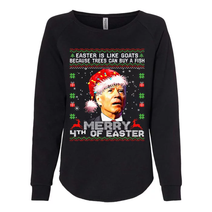 Merry 4th Of Easter Santa Hat Ugly Christmas Sweater Gifts Womens California Wash Sweatshirt