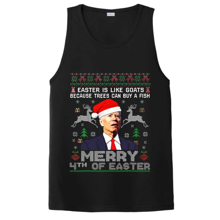 Merry 4th Of Easter Funny Biden Ugly Christmas Sweater Performance Tank