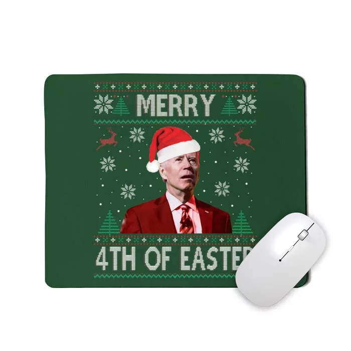 Merry 4th Of Easter Funny Joe Biden Christmas Ugly Sweater Mousepad